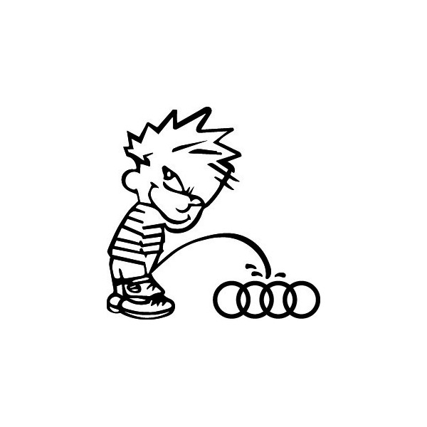 Bad boy Calvin pee on Audi