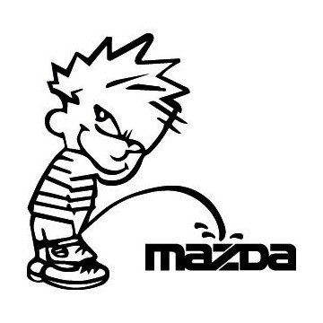 Decals Bad boy Calvin pee on Mazda