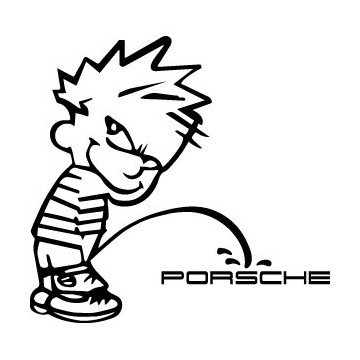 Decals Bad boy Calvin pee on Porsche