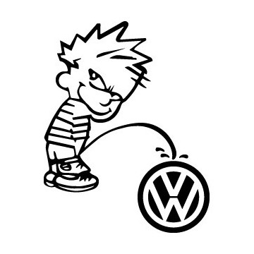 Stickers Bad boy Calvin pee on Volkswagen
