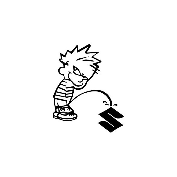 Stickers Bad boy Calvin pee on Suzuki