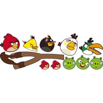 Planche de stickers muraux spécial Angry birds à disposer comme vous le souhaitez !