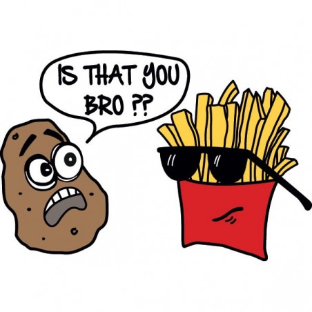 Stickers Mural, Une Pomme de Terre demande à un Cornet de Frites, C'est toi mon Frère ??