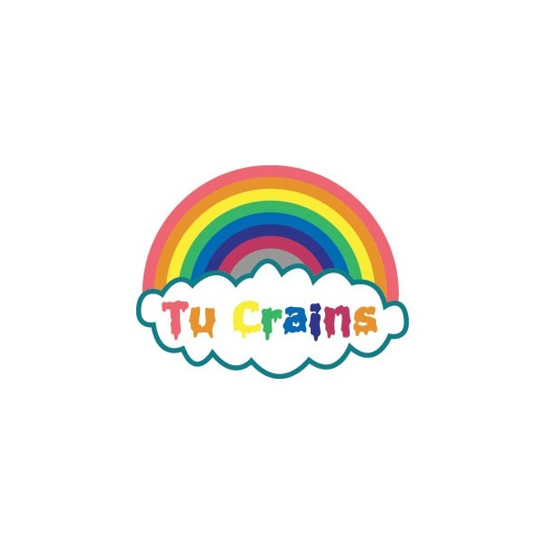 Sticker autocollant humour représentant un Arc en Ciel avec un Nuage et le texte : Tu Crains