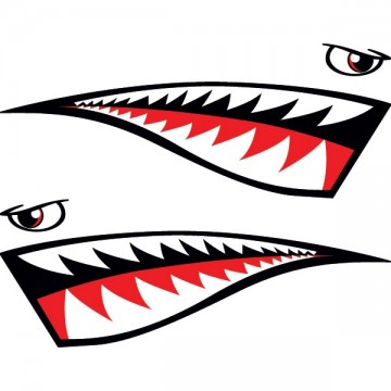 kit sticker autocollant d'une bouche de requin avec les yeux pour deco auto