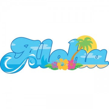 sticker autocollant mot Aloha pour deco murale façon tahitienne