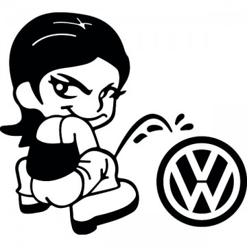 Bad girl pee on Volkswagen