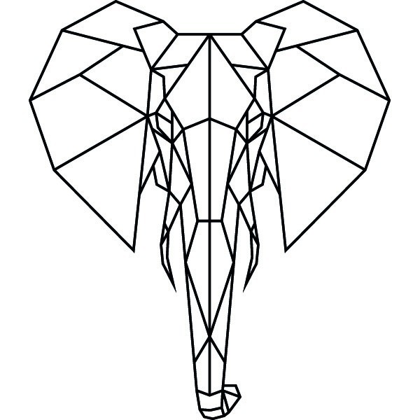Elephant Head Origami Decals, Wallstickers Passion Stickers Inverser
