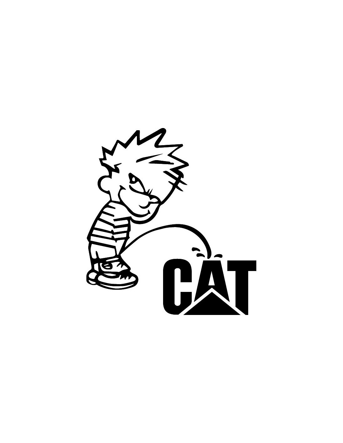 Decals Bad Boy Calvin Pee On Caterpillar - Passion Stickers
