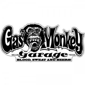 Stickers imprimé sur fond blanc représentant le logo du Gas Monkey Garage