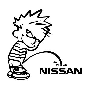 Bad boy Calvin pee on Nissan