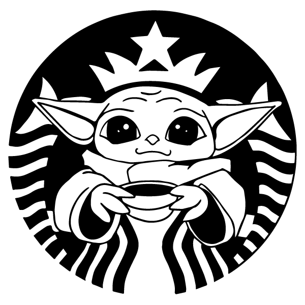 sticker autocollant decals de Starbucks x Baby Yoda