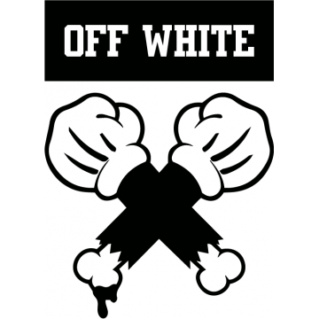 sticker autocollant decals des bras de Mickey formant le logo de la marque Off White