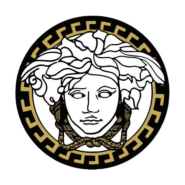 Versace 3.5 Large Medusa Head Black Round Sticker Stamp Designer
