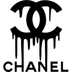 sticker autocollant de la marque de luxe Chanel avec effet de peinture qui coule