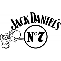 sticker autocollant original du personnage nintendo Yoshi et de la marque de whisky Jack Daniel's