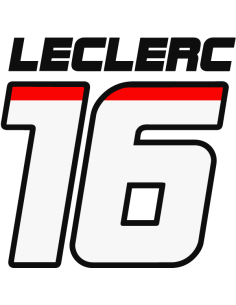 sticker imprimé du numéro de course du pilote de chez Ferrari Charles Leclerc