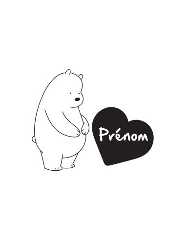 sticker autocollant d'un ours à personnaliser avec un prénom pour la décoration d'une chambre d'enfant