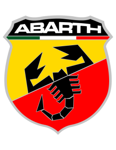 Sticker of the Abarth preparer logo printed and cut to shape for custom auto