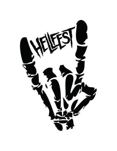 sticker autocollant squelette et festival Hellfest