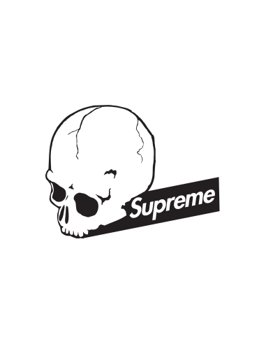 sticker autocollant tête de mort et Supreme