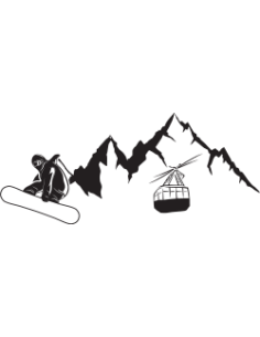 sticker autocollant montagne et snowboardeur pour deco