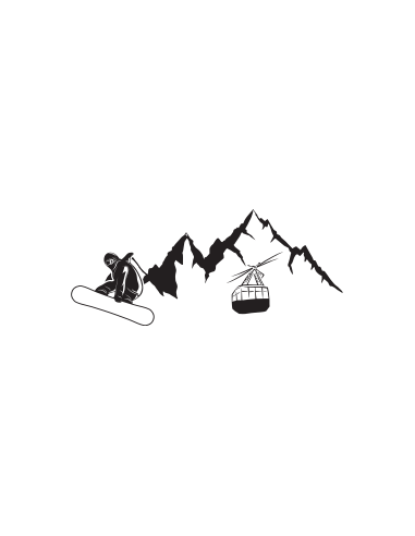 sticker autocollant montagne et snowboardeur pour deco