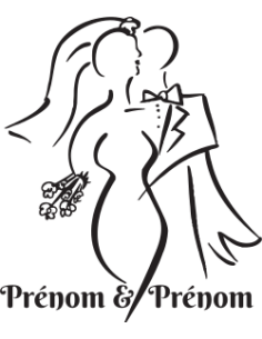 sticker autocollant pour mariage à personnaliser avec le prénom des mariés