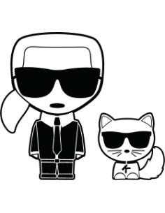 sticker autocollant du créateur de mode karl lagerfeld et de son chat choupette
