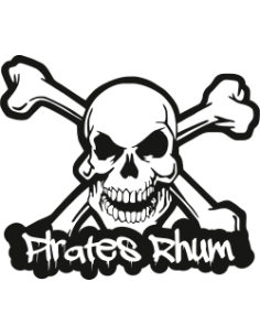 sticker autocollant tête de mort pirates rhum pour deco baril