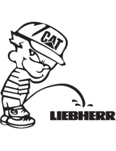 sticker autocollant bad boy caterpillar fait pipi sur liebherr
