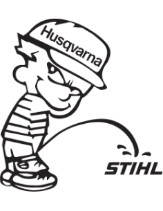 sticker autocollant bad boy husqvarana fait pipi sur stihl