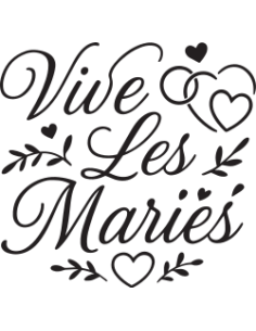 Sticker “Vive les Mariés” avec cœurs et feuillage en vinyle adhésif
