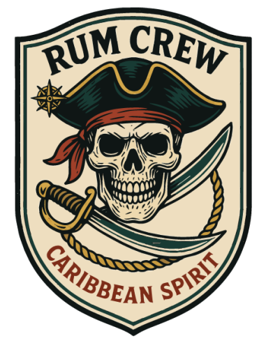 Sticker imprimé pirate Rum Crew, tête de mort, sabre et esprit Caraïbes