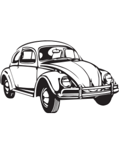 VW Beetle silhouette sticker available in 24 vinyl colors