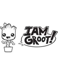 “I Am Groot” comic-style vinyl sticker with plant character and speech bubble