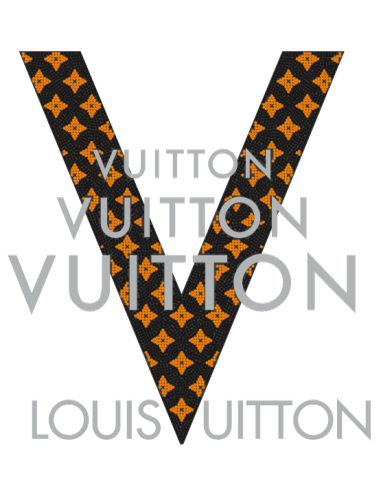 Sticker imprimé grand V monogramme, esprit luxe détourné, déco mode, fabrication française.