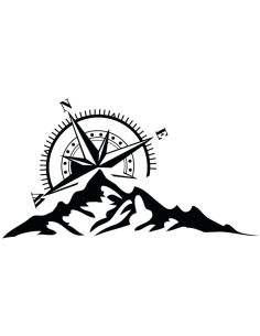 Van life sticker with compass and mountain. Tinted vinyl in 20 colors. Ideal for camper van or 4x4 decor. Handmade in France.