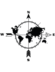 Van life sticker with compass and world map. Tinted vinyl, 20 colors. Made in France.