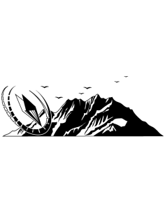 Sticker montagne et boussole. Taille et couleur au choix. Vinyle Hexis. Fabriqué en France.