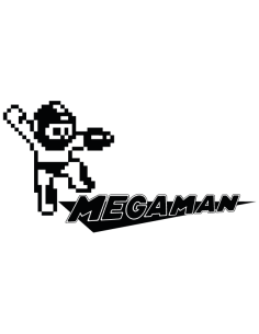 Megaman pixel art sticker. Tinted vinyl, 20 colors. Made in France.
