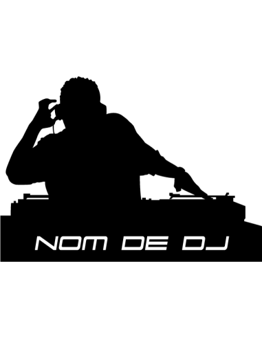 Sticker DJ personnalisé à ajouter sur votre matériel. Choisissez votre nom. Facile à poser. Vinyle Hexis de qualité.