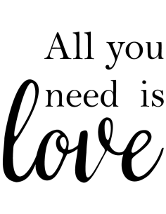 “All you need is love” wedding sticker. Tinted vinyl. For walls or barrels. Made in France.