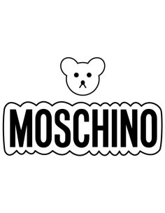 Black Moschino sticker with minimalist bear head – sleek fashion decal for wall or accessory, made in France