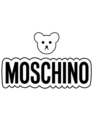 Sticker Moschino noir avec tête d’ours, style épuré pour déco mode ou dressing – vinyle déco luxe made in France