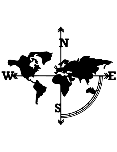 Van Life sticker with world map and compass – black vinyl decal without background for camper, RV or caravan