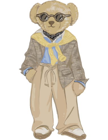 Sticker imprimé ourson Polo chic – style Ralph Lauren en vinyle brillant