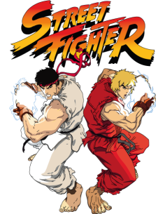 Street Fighter printed sticker with Ryu and Ken – HD vinyl for indoor retro gaming decor
