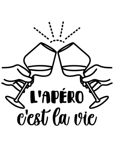 Sticker “L’apéro c’est la vie” – déco humour en vinyle découpé, 20 couleurs, sans fond