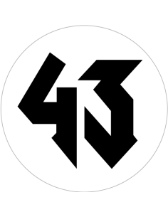 Ken Block racing sticker – number 43 in black on white UV circle